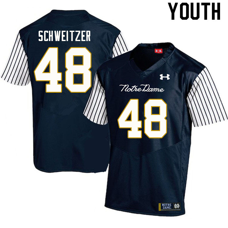 Youth #48 Will Schweitzer Notre Dame Fighting Irish College Football Jerseys Sale-Alternate Navy - Click Image to Close
